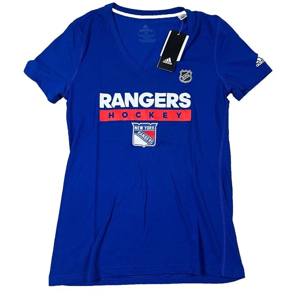 adidas Tops - Adidas Womens S Blue New York Rangers NHL Hockey Ultimate 2 Short Sleeve Tee NWT